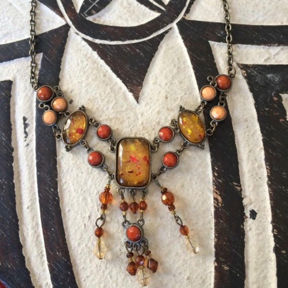 Vintage earth tone choker necklace